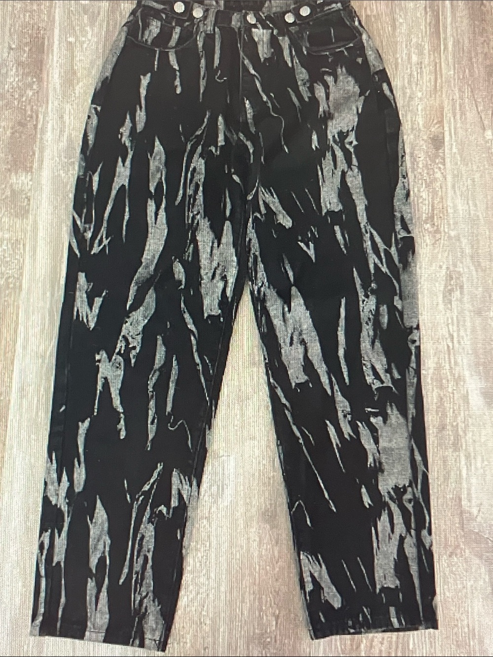 SHEIN Black with Silver Brushstroke Wide Leg Jeans